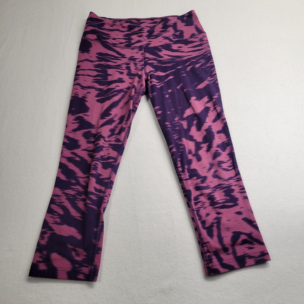 Nike Dri-FIT Womens‎ XS Purple Pink Abstract Print Cropped Leggings RN56323